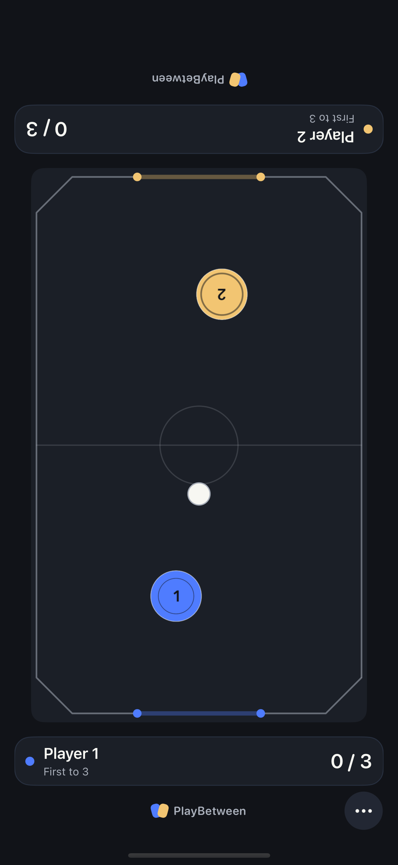 Table Hockey in PlayBetween on a shared screen, in portrait orientation.